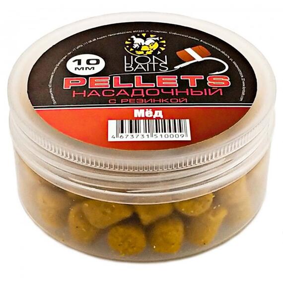 Lion Baits Пеллетс насадочный с резинкой "Мед" - 10 мм, Вкус: Мед, Диаметр (мм): 10 мм, фото 