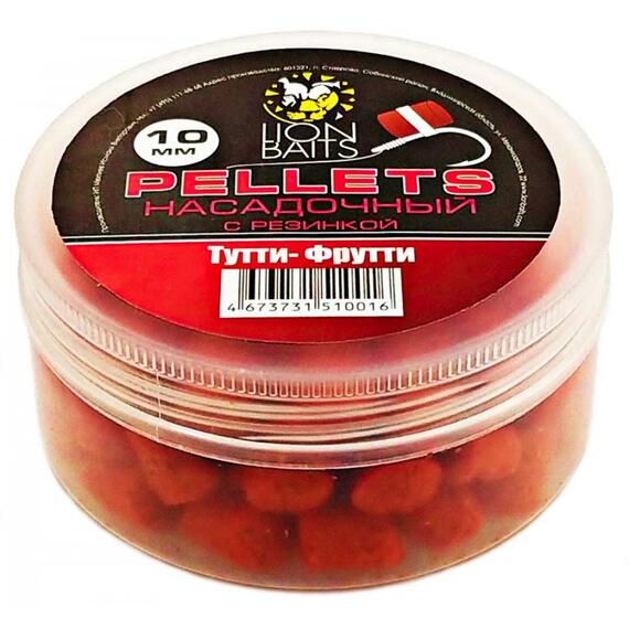 Lion Baits Пеллетс насадочный с резинкой "Тутти-Фрутти" - 10 мм, Вкус: Тутти-фрутти, Диаметр (мм): 10 мм, фото 