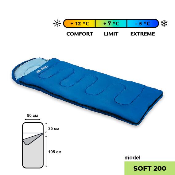 Спальный мешок Golden Shark Soft 200, 230х80см правая молния, фото 