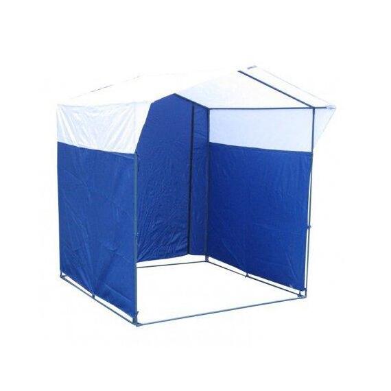 Торговая палатка Митек «Домик» 1,5x1,5 бело-синяя, фото 