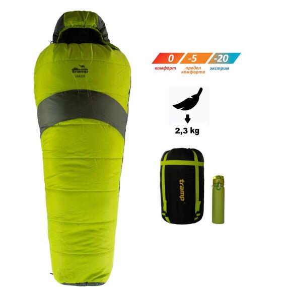 Спальный мешок кокон Tramp Hiker Long 230*90*55 см (правый), фото 