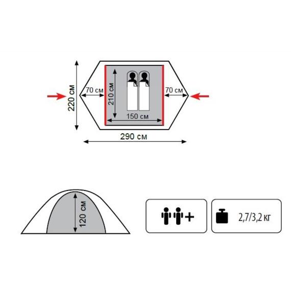 Туристическая палатка Tramp Lite Tourist 2 (песочный), фото , изображение 2