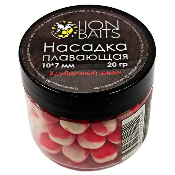 Lion Baits Насадка плавающая двухцветная Клубничный джем 10х7 мм (20 гр), Вкус: клубничный джем, Диаметр (мм): 10, фото 