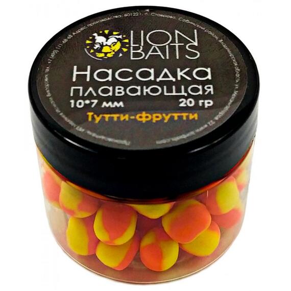 Lion Baits Насадка плавающая двухцветная Тутти-фрутти 10х7 мм (20 гр), Вкус: Тутти-фрутти, Диаметр (мм): 10, фото 