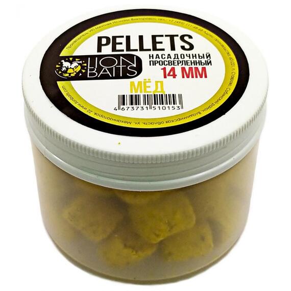 Lion Baits Пеллетс насадочный просверленный Мед 14 мм - 100 г, Вкус: Мед, Диаметр (мм): 14, фото 