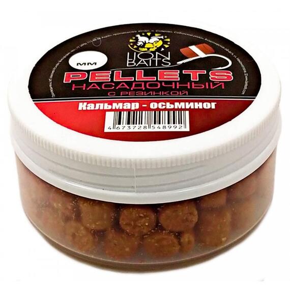 Lion Baits Пеллетс насадочный с резинкой "Кальмар-Осьминог" - 6 мм, Вкус: Кальмар-осьминог, Диаметр (мм): 6 мм, фото 