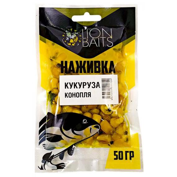 LION BAITS Кукуруза насадочная "Наживка" натуральная "Конопля" 50гр, фото 