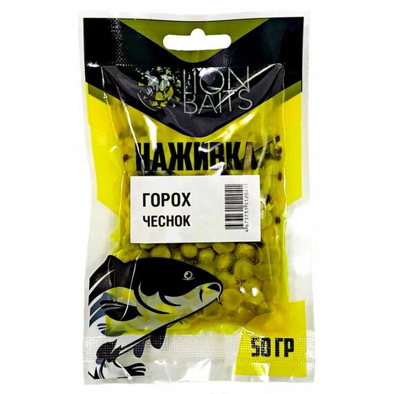 LION BAITS Горох насадочный "Наживка" натуральный "Чеснок" 50гр, фото 