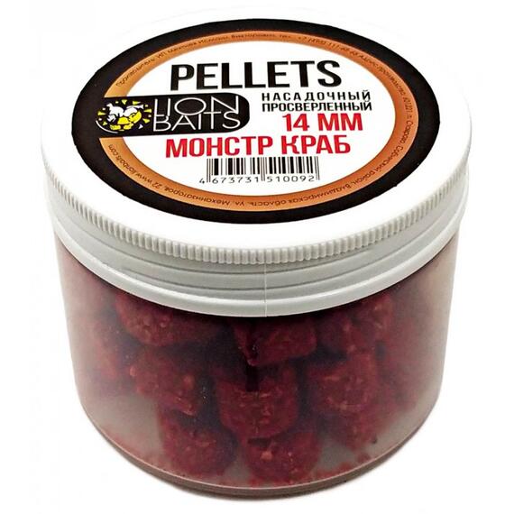 LION BAITS Пеллетс насадочный просверленный "Монстр краб" 14мм 100гр, фото 