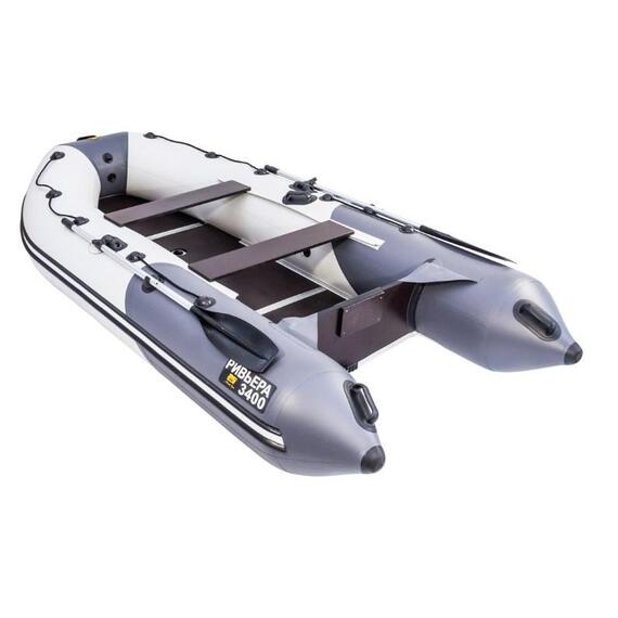 Надувная лодка Ривьера Компакт 3400 СК Комби, Расцветка: светло-серый-графит, фото , изображение 4