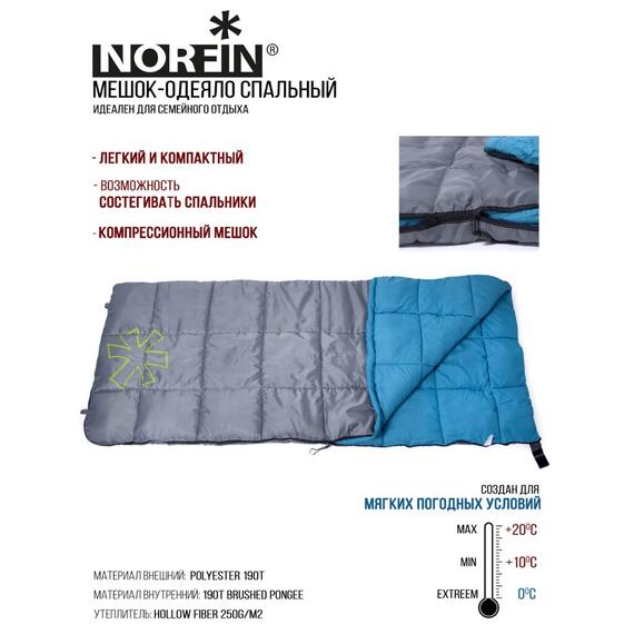 Мешок-одеяло спальный Norfin ALPINE COMFORT 250 L, фото , изображение 2