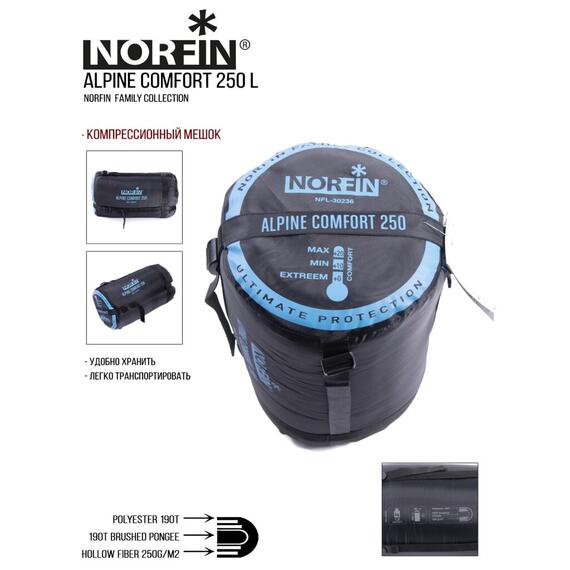 Мешок-одеяло спальный Norfin ALPINE COMFORT 250 L, фото , изображение 3