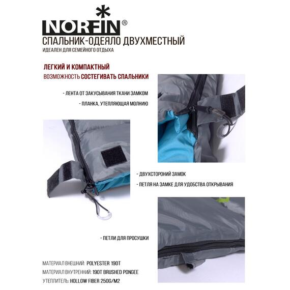 Мешок-одеяло спальный Norfin ALPINE COMFORT 250 R, фото , изображение 3