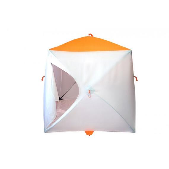 Зимняя палатка ПИНГВИН Mr. Fisher 200 (2-сл) вшитый пол на липучке 200*200 (бело-оранжевый) + чехол, фото 