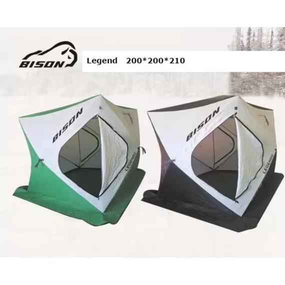 Палатка рыболовная Bison Legend (Куб 200см*200см*210см) бело/серая, фото , изображение 2