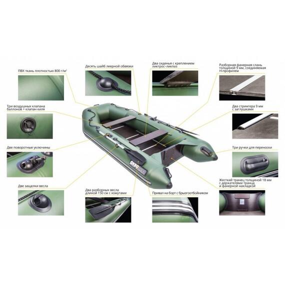 Надувная лодка Аква 3200 СК зеленый, фото , изображение 6