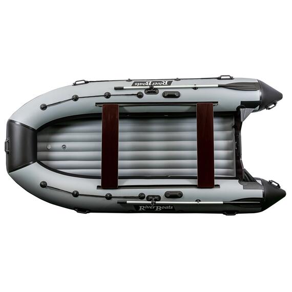 Надувная лодка RiverBoats RB 390 НДНД (черно-серый), Цвет: черно-серый, Материал: баллоны 1100 гр/м2; дно 1300 гр/м2, фото 