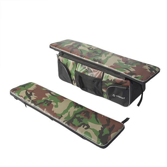 Комплект мягких накладок на сиденье Ковчег Премиум 110 с сумкой камуфляж зелёный/чёрный, Расцветка: камуфляж зелёный/чёрный, фото 