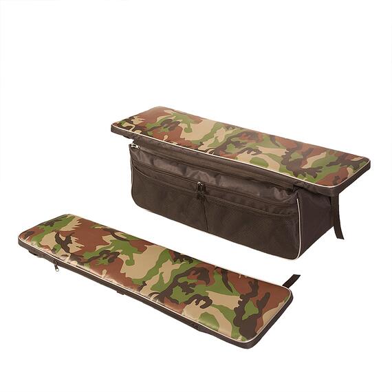 Комплект мягких накладок на сиденье Ковчег Премиум 110 с сумкой камуфляж зелёный/чёрный, Расцветка: камуфляж зелёный/чёрный, фото , изображение 2