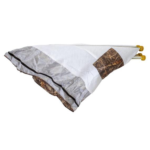 Палатка зимняя СТЭК КУБ 3 Т трехслойная, камуфляж, с выводом под трубу (2.2х2.2х2.05 м), фото , изображение 13