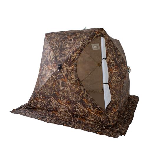 Палатка зимняя СТЭК КУБ 3 Т трехслойная, камуфляж, с выводом под трубу (2.2х2.2х2.05 м), фото , изображение 4