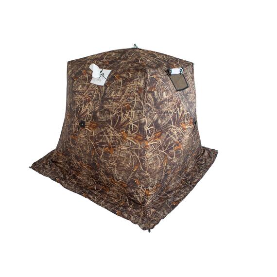 Палатка зимняя СТЭК КУБ 3 Т трехслойная, камуфляж, с выводом под трубу (2.2х2.2х2.05 м), фото , изображение 6