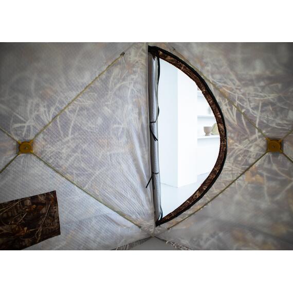 Палатка зимняя СТЭК КУБ 3 Т трехслойная, камуфляж, с выводом под трубу (2.2х2.2х2.05 м), фото , изображение 8