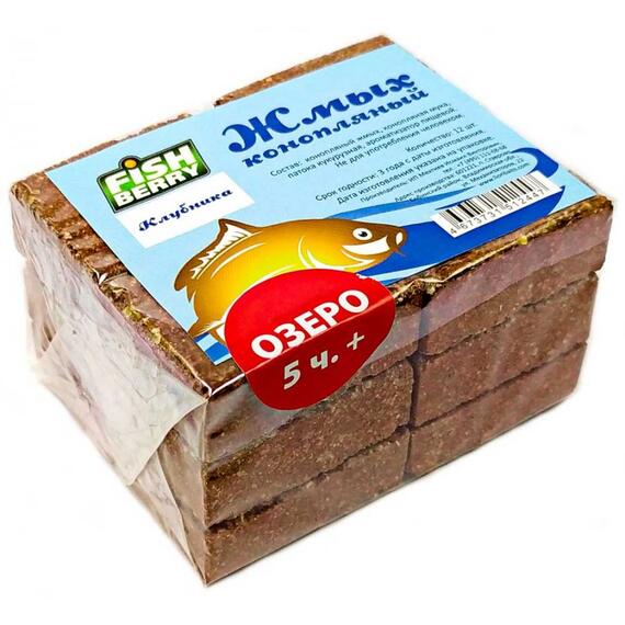 Fishberry Жмых конопляный Макуха "Клубника. Озеро 5 часов+" 12шт, фото 