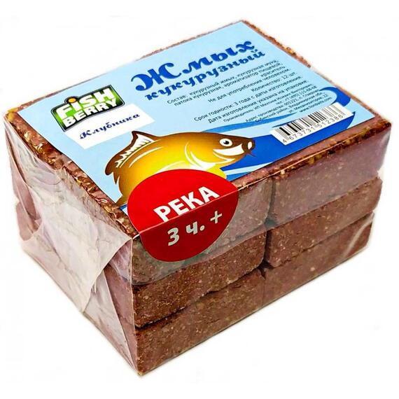 Fishberry Жмых кукурузный Макуха "Клубника. Река 3 часа+" 12шт, фото 