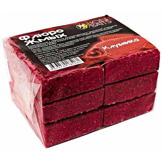 Lion baits Жмых Флюро Макуха "Клубника" 12шт, фото 