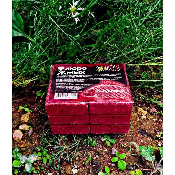 Lion baits Жмых Флюро Макуха "Клубника" 12шт, фото , изображение 2