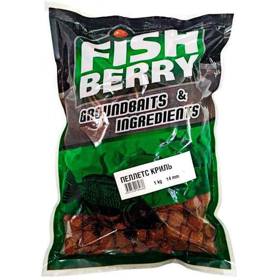 FISHBERRY Пеллетс карповый (криль, цвет - оранж) 14мм - 1 кг, фото 