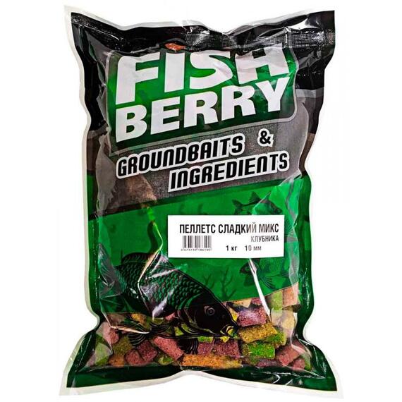 FISHBERRY Пеллетс быстрорастворимый "Сладкий микс" Клубника 10мм - 1 кг, фото 