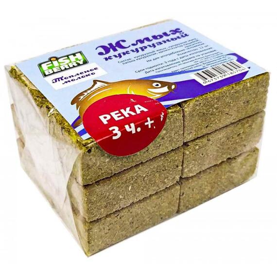 Fishberry Жмых кукурузный Макуха "Топленое молоко. Река 3 часа+" 12шт, фото 