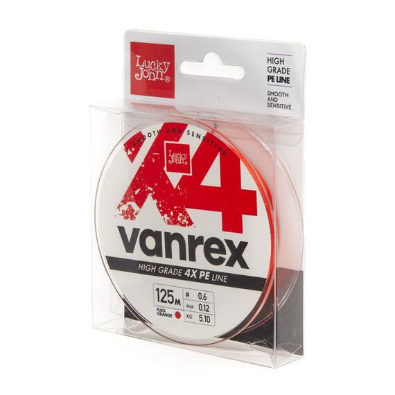 Леска плет. Lucky John Vanrex х4 BRAID Fluo Orange 125/012, фото 