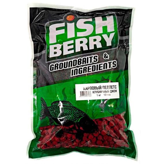 Пеллетс карповый Carp pellets "Клубничный джем" (красный) 10мм - 1кг, фото 