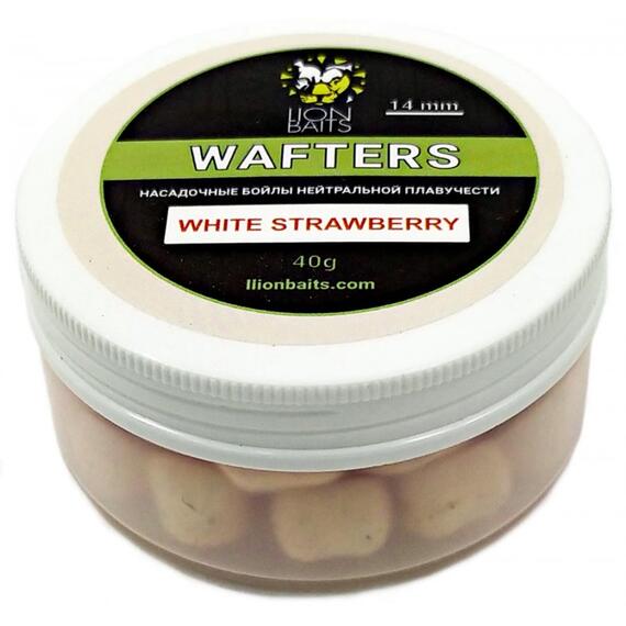 LION BAITS бойл нейтральной плавучести (Wafters) WHITE STRAWBERRY 14мм (БЕЛАЯ), фото 