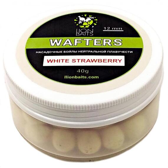 LION BAITS бойл нейтральной плавучести (Wafters) WHITE STRAWBERRY 12мм (БЕЛАЯ), фото 