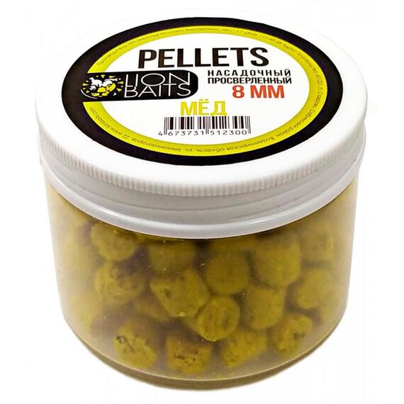Lion baits Пеллетс насадочный просверленный "Мед" 8мм 100гр, фото 