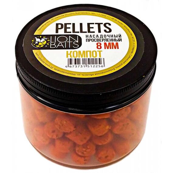 Lion baits Пеллетс насадочный просверленный "Компот" 8мм 100гр (Тутти-Фрутти), фото 