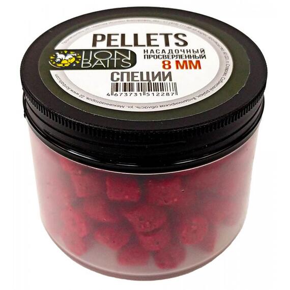 Lion baits Пеллетс насадочный просверленный "Специи" 8мм 100гр, фото 