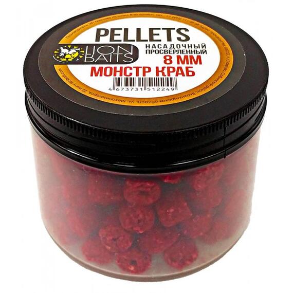 Lion baits Пеллетс насадочный просверленный "Монстр краб" 8мм 100гр, фото 