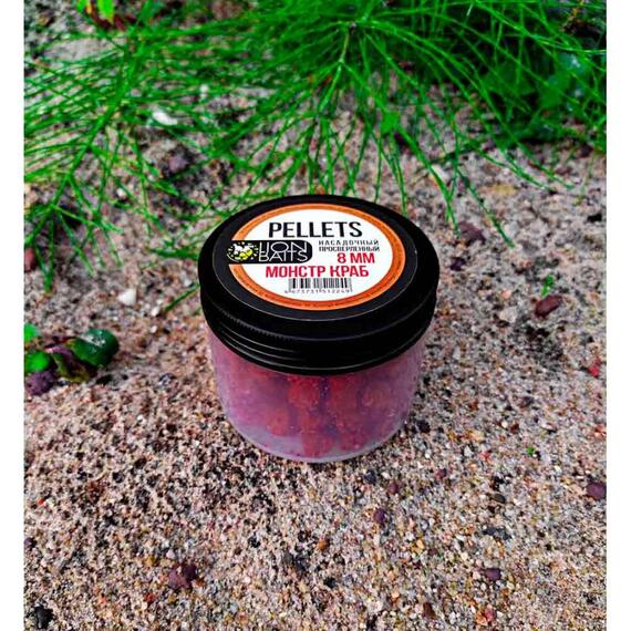 Lion baits Пеллетс насадочный просверленный "Монстр краб" 8мм 100гр, фото , изображение 2