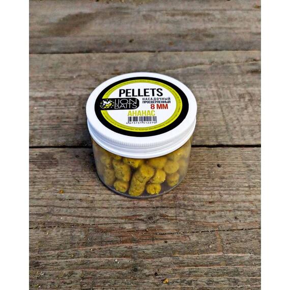 Lion baits Пеллетс насадочный просверленный "Ананас" 8мм 100гр, фото , изображение 2