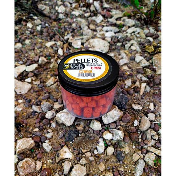 Lion baits Пеллетс насадочный просверленный "Слива" 8мм 100гр, фото , изображение 2