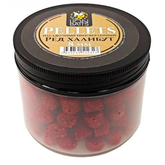 Lion baits Пеллетс насадочный просверленный "Ред халибут" 8мм 100гр, фото 