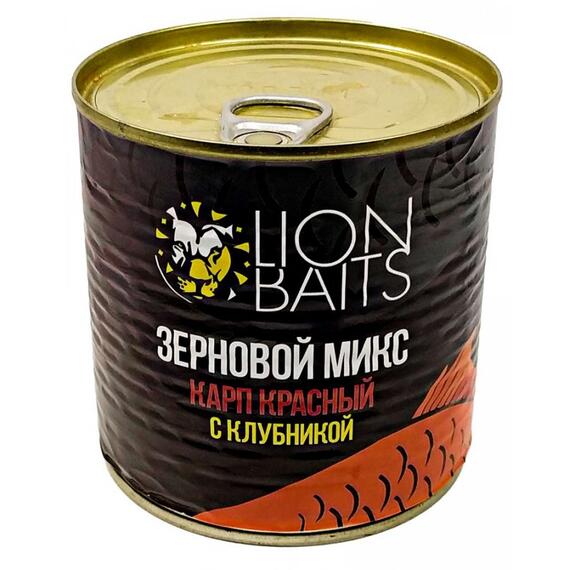 Lion Baits Зерновой микс Карп красный с клубникой - 430 мл, фото 