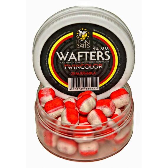 Бойлы нейтральной плавучести двухцветные (Wafters) "Земляника" 14мм, фото , изображение 2