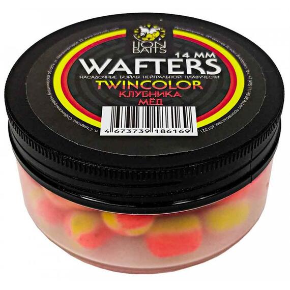 Бойлы нейтральной плавучести двухцветные (Wafters) "Клубника - Мед" 14мм, фото 