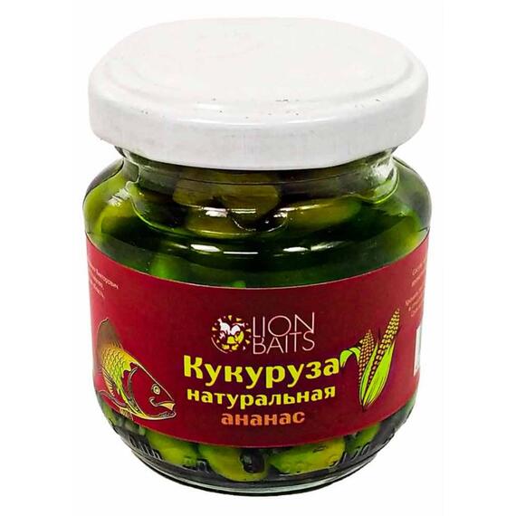 Lion baits Кукуруза натуральная в стеклянной банке "Ананас" 110мл, фото 